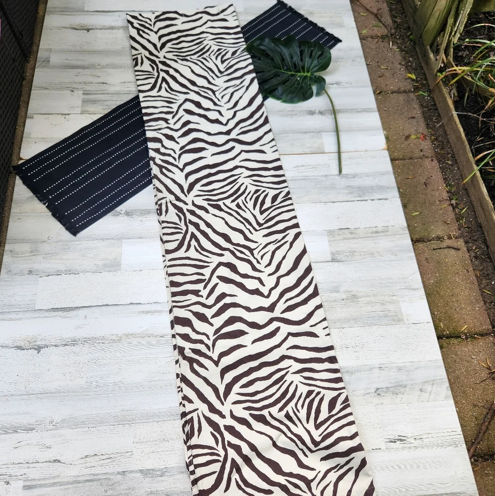 Pottery Barn Zebra Print Animal Print Cotton Shower Curtain Cream Brown